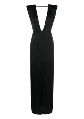 Maison Close V-neck satin-weave dress - Black