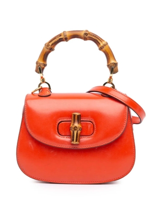 Gucci Pre-Owned 2016-2024 Mini Calfskin 1947 Bamboo Top Handle Bag satchel - Orange