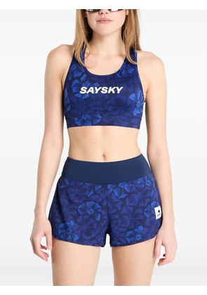SAYSKY floral-print racer-back sports bra - Blue
