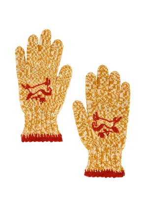 MOTHER The Handshake Gloves in Yellow, Red.