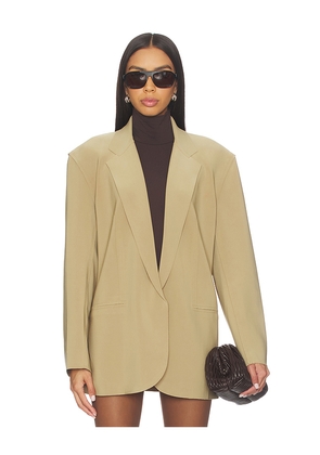 Norma Kamali Oversized Single Breasted Jacket in Tan. Size L. Also in M, S, XS.