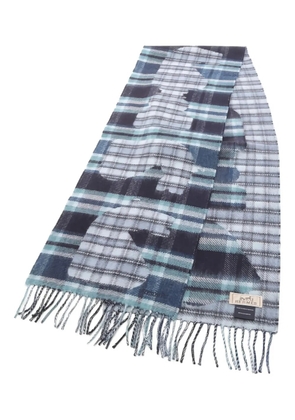 Hermès Pre-Owned 2010s check fringed scarf - Blue