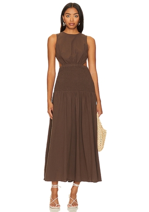 SNDYS Lottie Dress in Chocolate in Chocolate. Size L. Also in M, XL, XS, XXL, XXS.