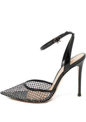 Gianvito Rossi Rossi ankle-strap mesh-detail pumps - Black