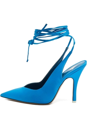 The Attico pre-owned 120MM satin lace-up pumps - Blue
