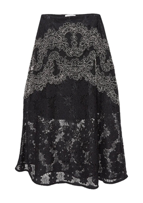 SANDRO pre-owned lace floral embroidery skirt - Black