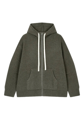 TOMBOY ribbed-knit zip-up hooded sweater - Green