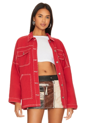 superdown Davey Denim Jacket in Red. Size L. Also in XXS, XS, S, M, XL.