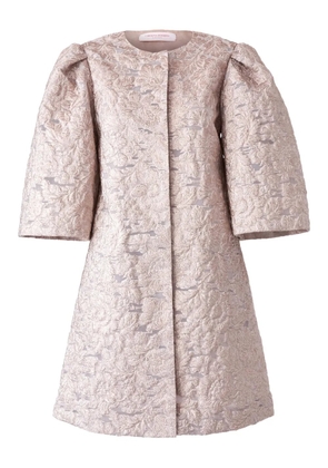 Carolina Herrera floral-embroidered coat - Pink