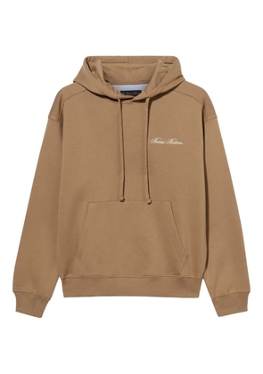 Brooks Brothers embroidered-logo cotton hoodie - Brown