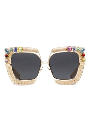 Dolce & Gabbana Eyewear Rafia Fiori embellished sunglasses - Gold