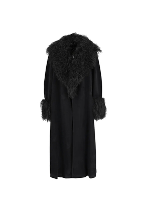 Fendi Pre-Owned fur-trim wool coat - Black