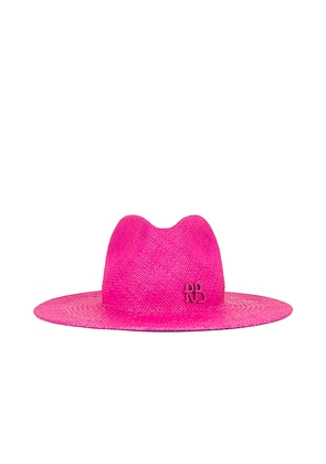 Ruslan Baginskiy Monogram-embellished Fedora Hat in Fuchsia. Size L. Also in M, S.