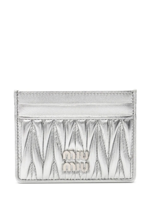 Miu Miu Pre-Owned 2010-2025 Metallic Leather Matelasse card holder - Silver