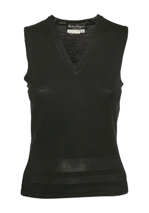 Ferragamo Pre-Owned V-neck ribbed-knit top - Black