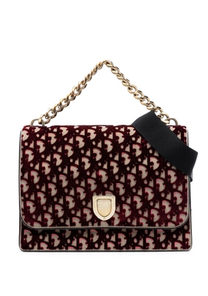 Christian Dior Pre-Owned 2016 Large Oblique Canvas and Velvet Diorama Flap satchel - Red