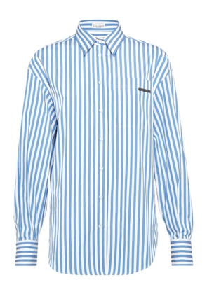 Brunello Cucinelli striped poplin shirt - Blue