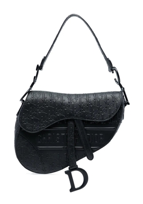 Christian Dior Pre-Owned 2019 Oblique Embossed Calfskin Saddle Bag shoulder bag - Black