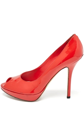Christian Dior Pre-Owned 120mm peep-toe patent-leather pumps - Red