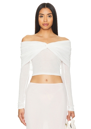 SNDYS Madrid Off Shoulder Top in White. Size L. Also in S, XL, XXL, XXS.