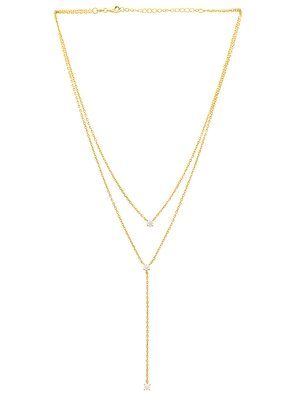 SHASHI Solitaire Layered Lariat in Metallic Gold.