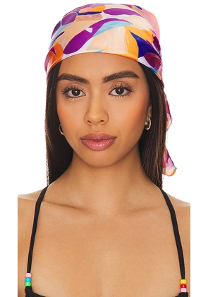 petit moments Printed Equestrian Headscarf in Purple.