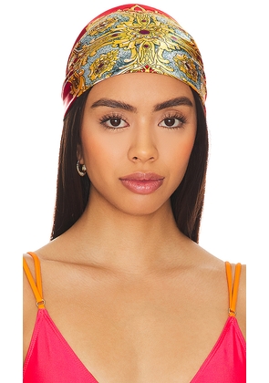 petit moments Printed Equestrian Headscarf in Red.