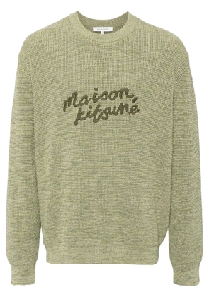 Maison Kitsuné logo-embroidered cotton jumper - Green