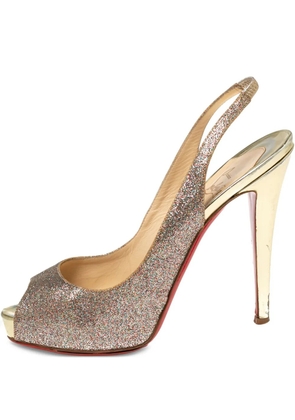 Christian Louboutin Pre-Owned 125mm glitter-embellished heels - Gold
