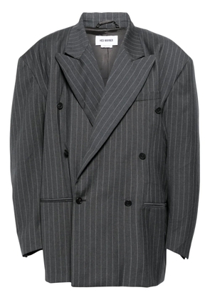 Hed Mayner striped double-breasted blazer - Grey