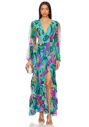 ROCOCO SAND Ocean Maxi Dress in Teal. Size S. Also in XS, XXS.