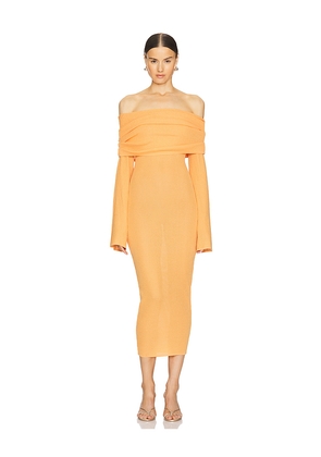 SEROYA Tallulah Midi Dress in Orange. Size M. Also in S.