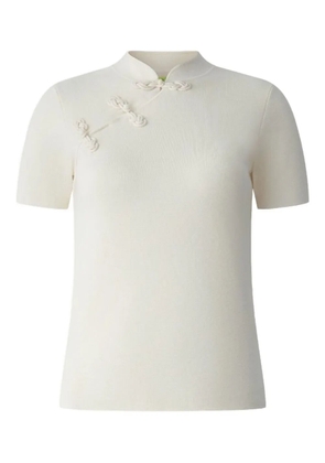 Shanghai Tang knotted-detail short-sleeve qipao top - White