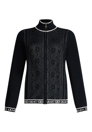 LIU JO lace-effect high-neck cardigan - Black