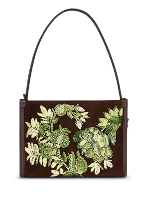 ETRO embroidered suede pouch - Brown