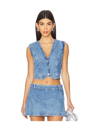 SEROYA Shelly Tailored Vest in Denim-Light. Size M. Also in XL, XS.