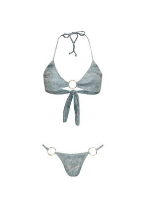 Amir Slama x Jade Picon ring-detail floral-print swimsuit - Blue