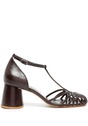 Sarah Chofakian Eugenie 65mm caged leather pumps - Brown