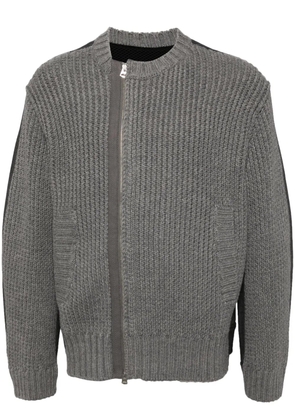 CROQUIS side placket splicing cardigan - Grey