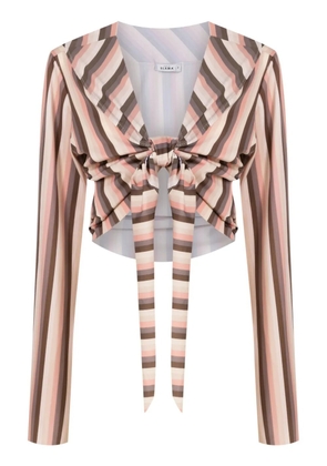 Amir Slama striped long-sleeve crop top - Neutrals