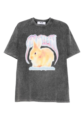 MSGM rabbit-print acid-wash T-shirt - Grey