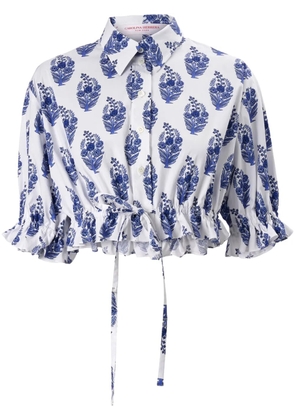 Carolina Herrera floral-print cropped shirt - White