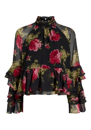 Cinq A Sept Skylah ruffled floral blouse - Black