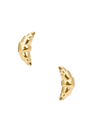 petit moments Croissant Earrings in Metallic Gold.