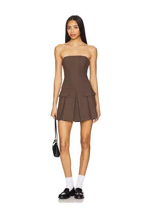 superdown Geraldine Mini Dress in Brown. Size L. Also in M, S.