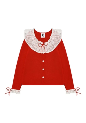 Sleeper Malena lace-collar cardigan - Red
