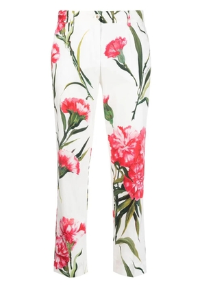 Dolce & Gabbana Carnation-print cropped trousers - White