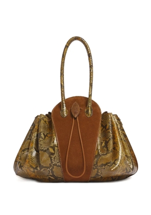 Marni large python-print shoulder bag - Brown