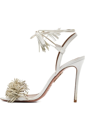 Aquazzura 110mm Wild Thing tassel fringe sandals - White