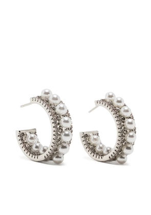 HZMER JEWELLERY pearl-embellished silver hoops